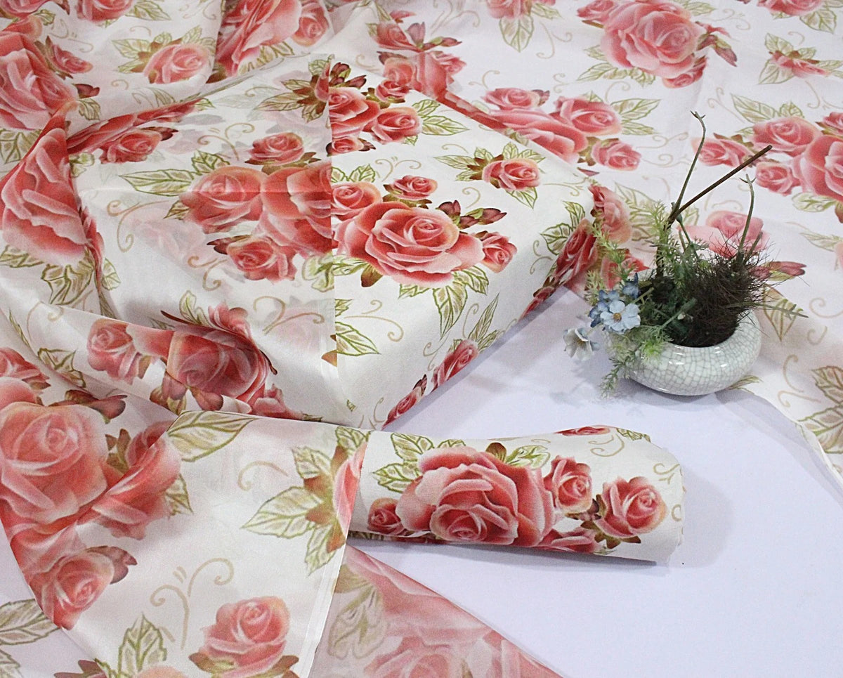 "2025 Swiss Digital Floral 3-Piece Lawn Suit with Silk Dupatta"