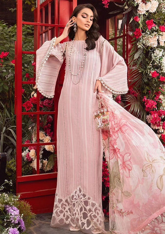 MARIAB 3PC Printed + Embroidered Front With Chiffon Printed Dupata