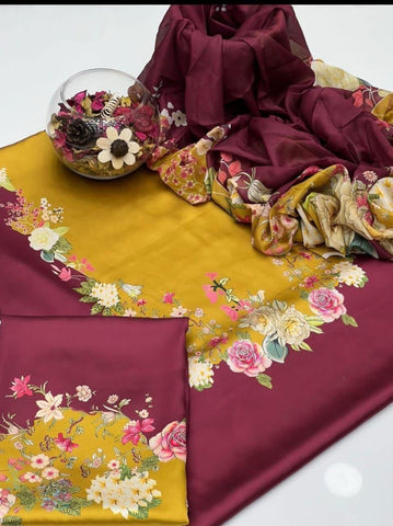 DIGITAL PRINT 3PC SILK UNSTITCHED SUIT