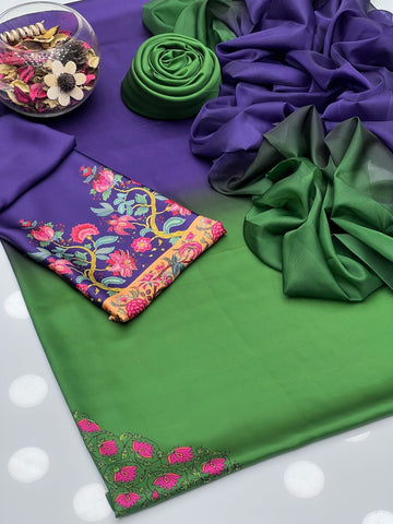 DIGITAL PRINT 3PC SILK UNSTITCHED SUIT