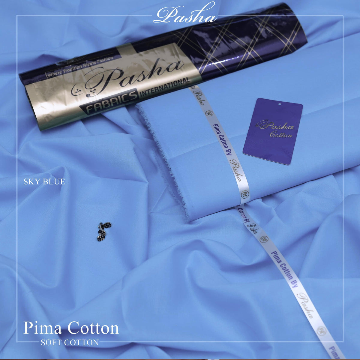 Ultra-Fine Pasha Pima Soft Cotton Fabric – Elegant Summer Wear (4.5m, L-A Finish, With Accessories)