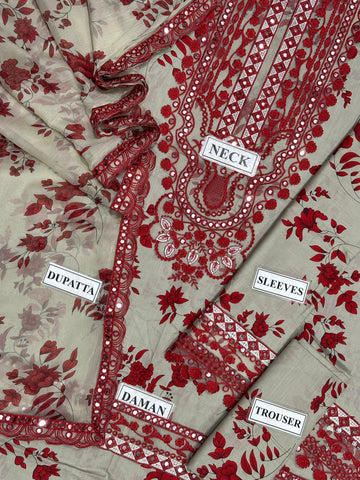 ANEELA’S – Unstitched Replica
Lawn Suit with Chiffon Dupatta