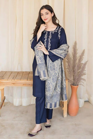 ASLING 3PC Embroidered Front With Digital printed Shawl (UNSTICHED)