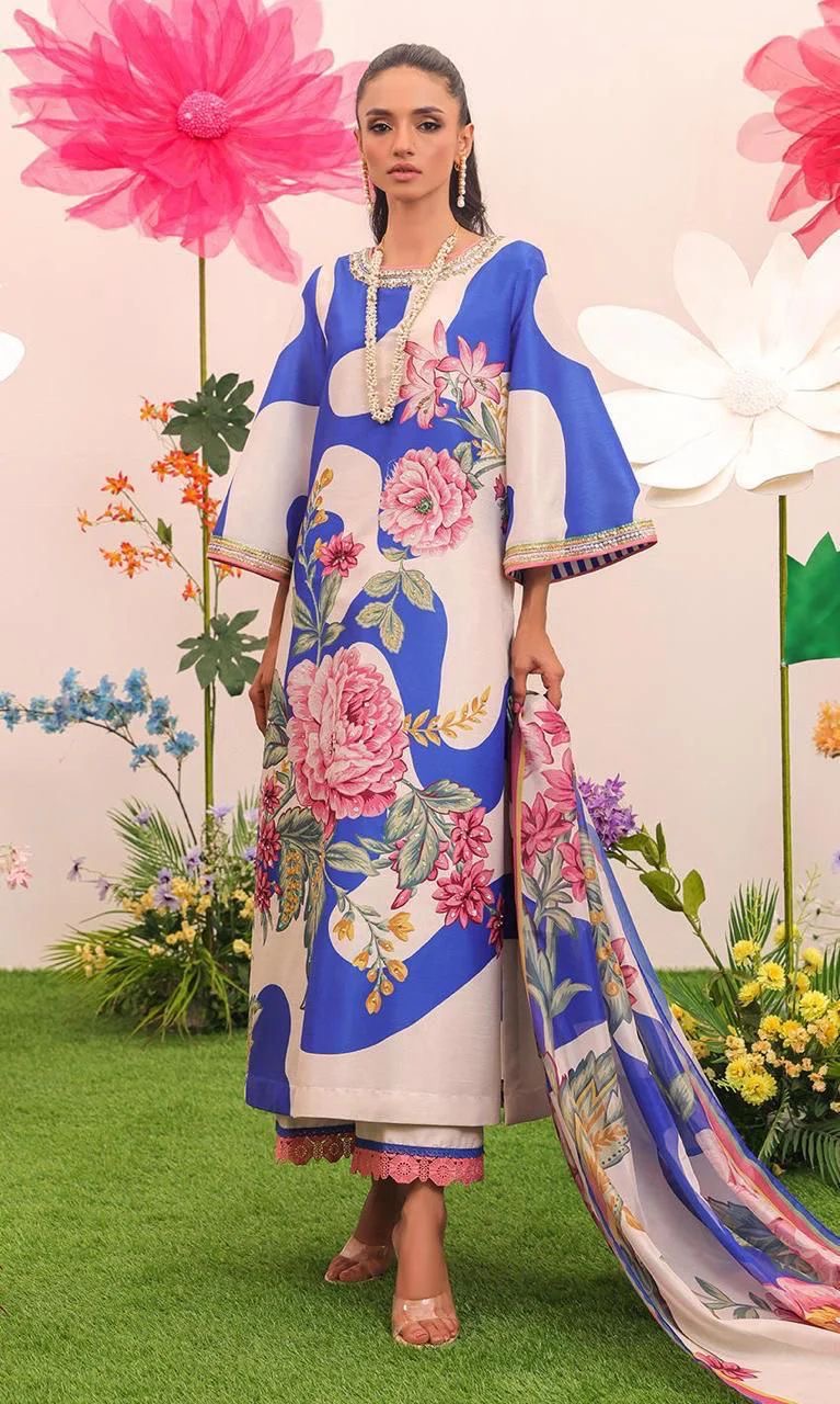 DIGITAL PRINT 3PC SILK UNSTITCHED SUIT