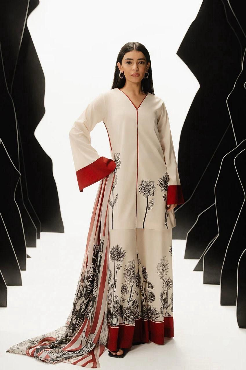 DIGITAL PRINT 3PC SILK UNSTITCHED SUIT