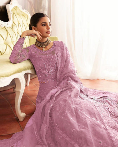 "Gulaal Unstitched 3-Piece Suit: Embroidered Sequins Net Lehenga with Ada-Work and Raw Silk Trouser"