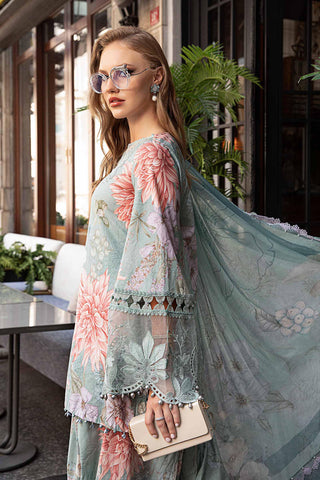 MARIAB 3PC Printed + Embroidered Front With Chiffon Printed Dupata