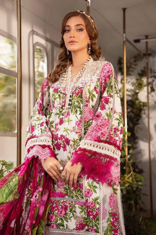 MARIAB 3PC Printed + Embroidered Front With Chiffon Printed Dupata