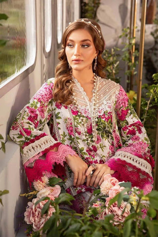 MARIAB 3PC Printed + Embroidered Front With Chiffon Printed Dupata