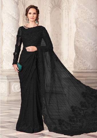 "Maria B Exclusive 2024 Saree – Master Blaster Edition with Opulent Embroidery and Tassels"