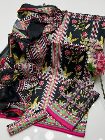 DIGITAL PRINT 3PC SILK UNSTITCHED SUIT