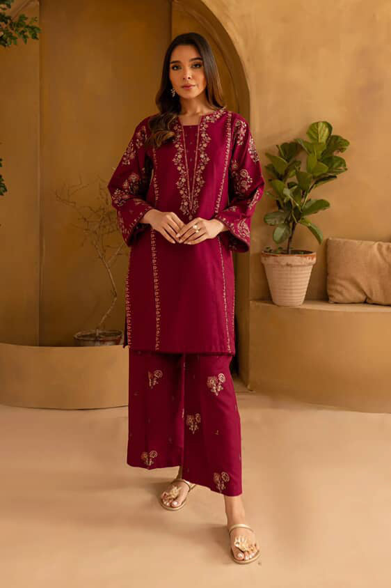 -2PC LAWN EMBROIDERED SHIRT AND EMBROIDERED TROUSER