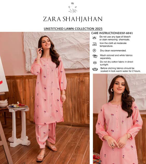 ZARA SHAHJAHAN-2PC LAWN EMBROIDERED SHIRT AND  EMBROIDERED TROUSER