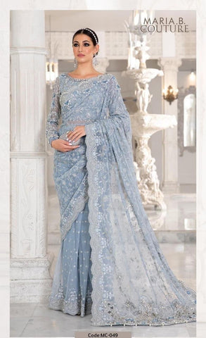 "Maria B Exclusive 2024 Saree: Master Blaster Edition with Luxurious Heavy Embroidery, Cut Work, and Tassels"