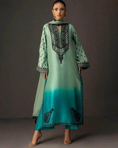 DIGITAL PRINT 3PC SILK UNSTITCHED SUIT