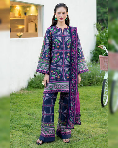 DIGITAL PRINT 3PC SILK UNSTITCHED SUIT