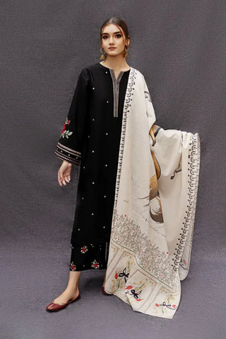 URGE 3PC Embroidered Front With Digital printed Shawl (UNSTICHED)