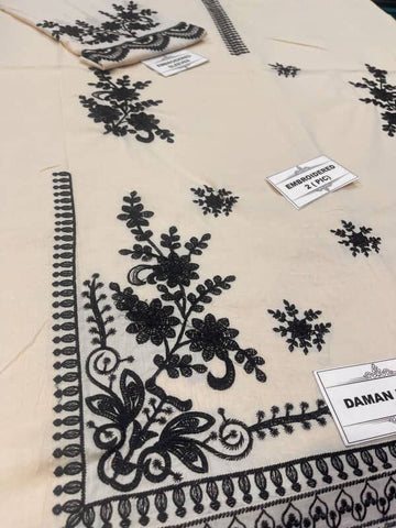 -2PC LAWN EMBROIDERED SHIRT AND PLAIN TROUSER