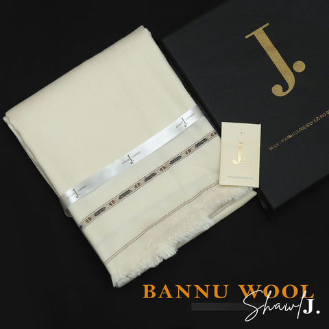 Original J. Men's Shawl 100% Pure Bannu wool OFF WHITE