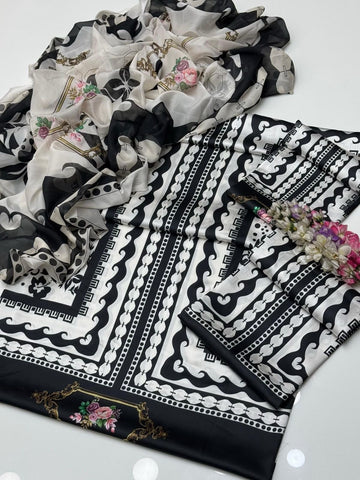 DIGITAL PRINT 3PC SILK UNSTITCHED SUIT