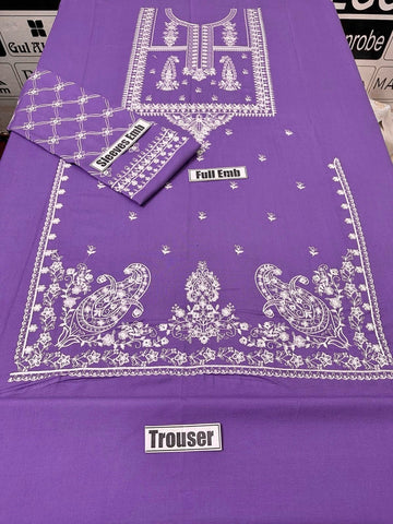 BAREEZE -2PC LAWN EMBROIDERED SHIRT AND DYED TROUSER
