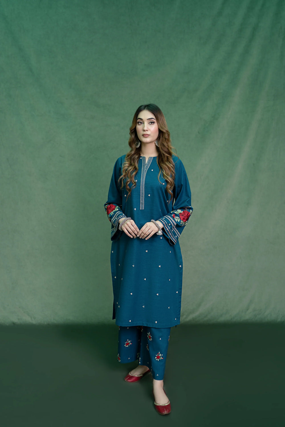 URGE 3PC Embroidered Front With Digital printed Shawl (UNSTICHED)