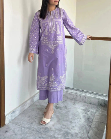 BAREEZE -2PC LAWN EMBROIDERED SHIRT AND DYED TROUSER