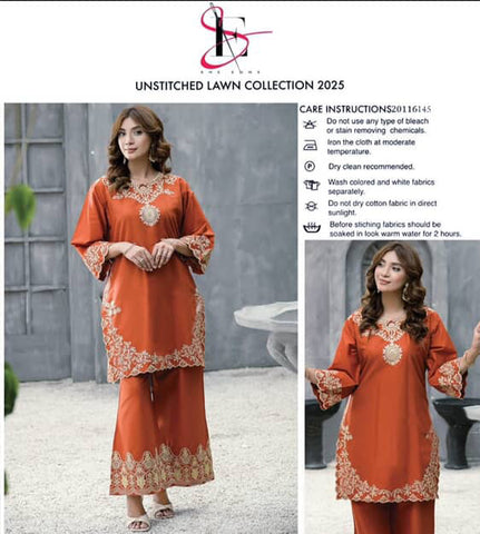 -2PC LAWN EMBROIDERED SHIRT AND EMBROIDERED TROUSER