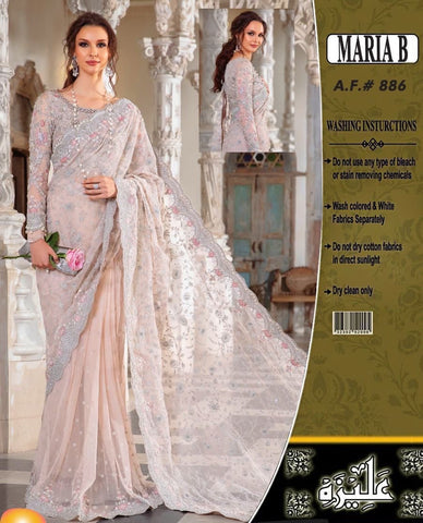 "Maria B Exclusive 2024 Saree – Master Blaster Edition with Opulent Embroidery and Tassels"