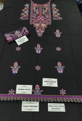 2PC LAWN EMBROIDERED SHIRT AND PLAIN TROUSER