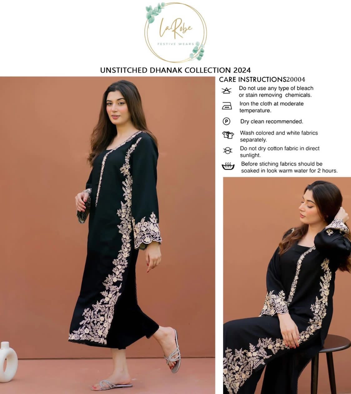 LA ROBE-2PC LAWN EMBROIDERED SHIRT AND DYED TROUSER