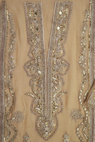 "Wedding and Party Wear Collection: Code 262 – Embroidered & Sequinned Chiffon Suit with Organza Accents and Raw Silk Trouser"