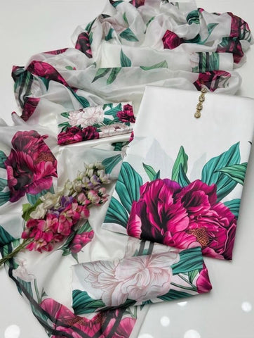 DIGITAL PRINT 3PC SILK UNSTITCHED SUIT