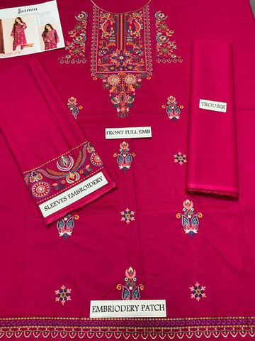 -2PC LAWN EMBROIDERED SHIRT AND PLAIN TROUSER