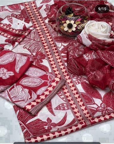 DIGITAL PRINT 3PC SILK UNSTITCHED SUIT