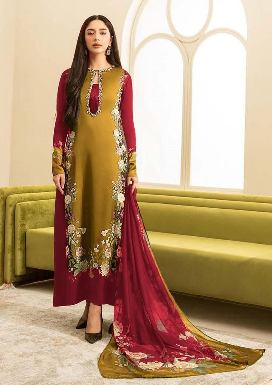 DIGITAL PRINT 3PC SILK UNSTITCHED SUIT