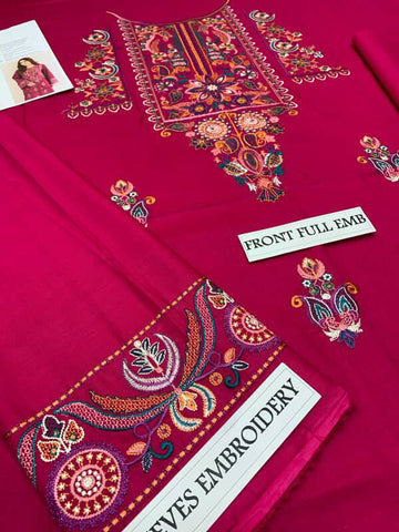 -2PC LAWN EMBROIDERED SHIRT AND PLAIN TROUSER