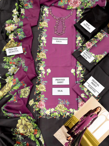 DIGITAL PRINT 3PC SILK UNSTITCHED SUIT