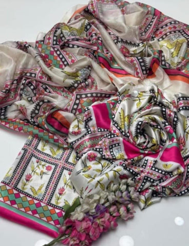 DIGITAL PRINT 3PC SILK UNSTITCHED SUIT
