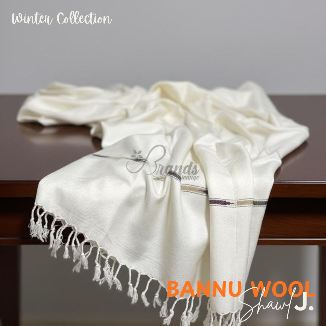 Original J. Men's Shawl 100% Pure Bannu wool OFF WHITE