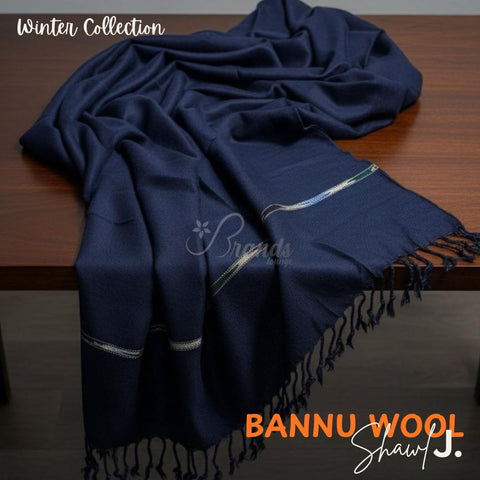 Original J. Men's Shawl 100% Pure Bannu wool NAVY BLUE