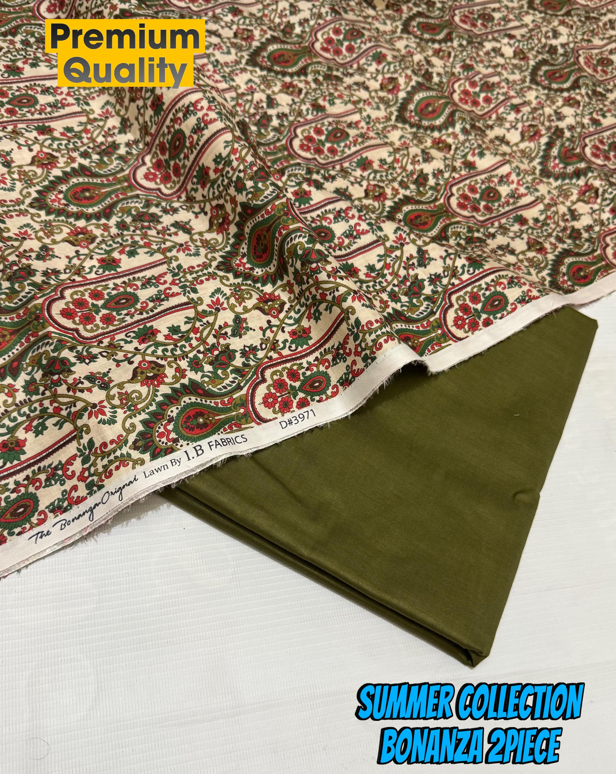 "IB Bonanza Lawn 2025 – Signature Digital Print 2PC Set | Luxury 90/70 Edition"