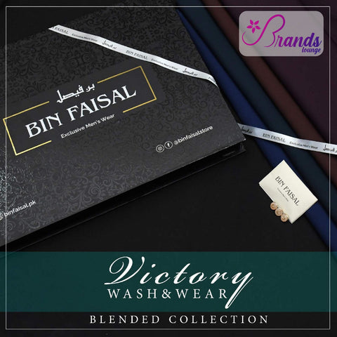 "Exclusive Sale: 100% Pure Super Luxury Victory Wash & Wear UNSTICHED by BIN FAISAL – Limited Time Offer!"